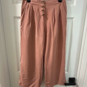 LOFT Pink Wide-Leg Trousers